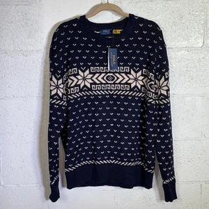 Polo Ralph Lauren Para Hombre Copo de Nieve Algodón-Cachemira Suéter Azul Marino Grande Nuevo con Etiquetas $248 - Imagen 1 de 9