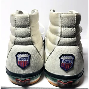 Vans Off The Wall SK8-HI Reissue White Leather Satin Sneakers Size 11 Skateboard - Picture 1 of 10