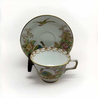 VTG Sutherland Bone China "Exotic" Tea Cup Saucer + Stand , Pheasant Bird Flower - Image 1 of 4