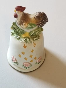 VINTAGE CERAMIC BISQUE ROOSTER BELL FIGURINE 5" TALL - Picture 1 of 7