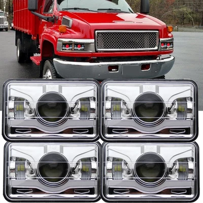 4PCS 4x6" LED Headlights for Chevrolet GMC C4500 C5500 Kodiak Topkick 2003-2009 - Image 1 of 4