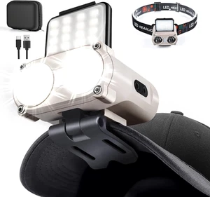 LED Hard Hat Light, 800Lumens Rechargeable Dimmable Clip on Cap Lights, 180°Adju - Picture 1 of 12