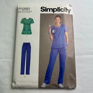 Simplicity R10983 Misses Scrubs Uncut Sewing Pattern Size 6 8 10 12 - Picture 1 of 2