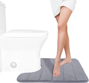 Memory Foam Toilet Bath Mat U-Shaped, Commode Contour Rug, Soft and Comfortable, - Picture 1 of 12
