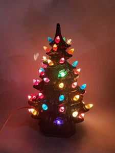 VTG Holland Mold Ceramic Christmas Tree With Base 11” Tall Working Light - Picture 1 of 14