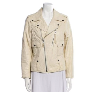 Nili Lotan Bikerjacke Leder Reißverschluss Elfenbein Größe XS - Bild 1 von 11