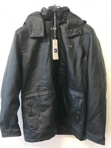 Bottega Veneta Men’s Classic Jacket with fur hood in Black Faux Leather - Picture 1 of 7