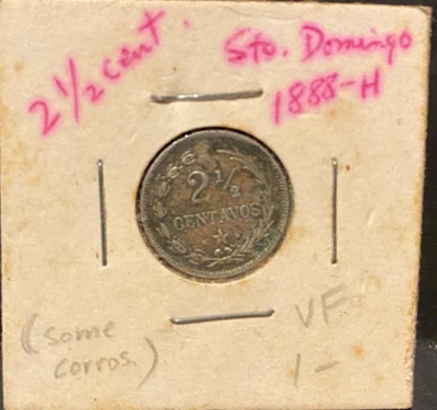 DOMINICAN REPUBLIC, 1888, 2 1/2 Cent, silver, circulated - Image 1 of 4