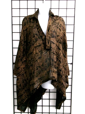 NICHOLAS K  🌸  SIZE XS==BLACK & METALLIC GOLD / CAPE COVER UP TOPPER - Image 1 of 4