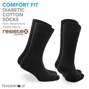 Norfolk Men's Copper Diabetic Socks Seamless Non-Binding Cotton Rich 2 Pair Pack - Picture 1 of 2