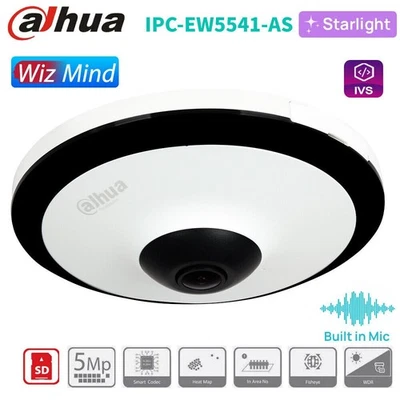 Dahua IPC-EW5541-AS 5MP Fisheye Panoramic Starlight PoE IP Camera Mic Card Slot - Image 1 of 4