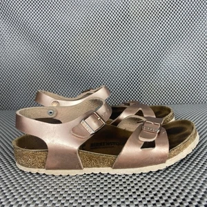 Birkenstock Rio Sandals Girls Size 34 Metallic Pink Ankle Strap Made In Germany - Picture 1 of 11