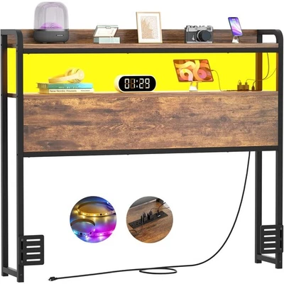 Headboard for Twin Size Bed Frame, Headboards with Outlets, USB Ports and LED... - Image 1 of 4