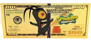 24k Gold Foil Plated Spongebob Square Pants Banknote Set Of 6 Collectible - Foto 1 di 1