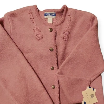 Cárdigan con botones de lana virgen Pendleton para mujer talla M rosa pequeño de colección nuevo de colección  Foto 1 de 4