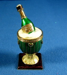 Department 56: Champagne Bottle in Bucket Jeweled Trinket Box Estate - ISW - Picture 1 of 4
