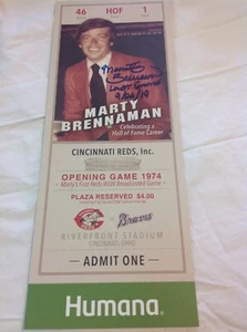 MARTY BRENNAMAN AUTO SIGNED 13X5 REPLICA TICKET STUB FIRST GAME CINCINNATI REDS - Picture 1 of 2