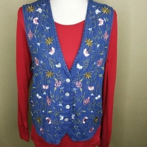 Vintage Stonybrook  Embroidered Denim Vest - M - NWOT - Picture 1 of 8
