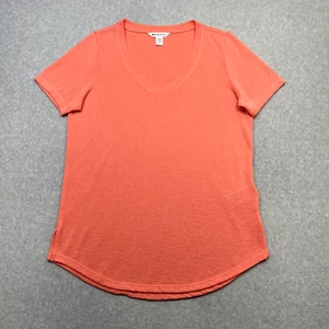 Athleta Breezy Scoop V Tee Medium Orange Active Yoga Athleisure Travel Top - Picture 1 of 12
