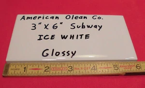 12 pieces: Glossy Ceramic Subway Tiles *Ice White* by American Olean 3" X 6" NEW - Picture 1 of 12