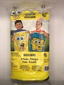 2013 Nickelodeon Spongebob Squarepants Potato Sacks 4 Pieces 2 Designs Partyware - Picture 1 of 5