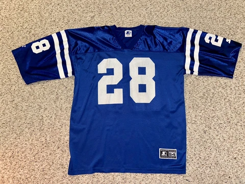 Vintage Marshall Faulk Jersey Mens 54 2XL Indianapolis Colts Blue White Starter Cover
