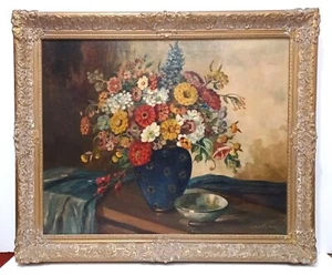 LISTED AMERICAN JOSEPH A CALIFANO Sd ORIG STILL LIFE FLOWERS in VASE FRAMED - Picture 1 of 10