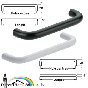 Perilla de puerta de armario de cocina Hafele de acero con manija de tracción en D mate negro/blanco - Imagen 1 de 11