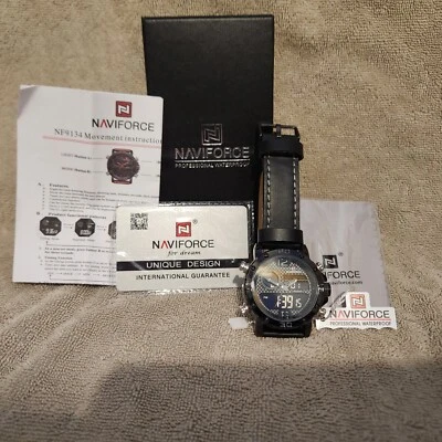 Naviforce For Dream NF9134M Mens Black Weaved Analog and Digital Watch #216 - Image 1 of 4