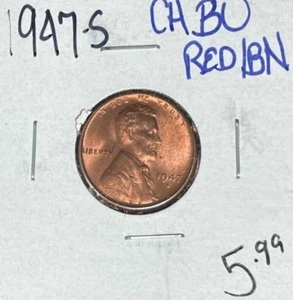 CENTAVO DE TRIGO LINCOLN 1947-S ~ CH/BU - ROJO/MARRÓN ~HERMOSA MONEDA~ - Imagen 1 de 2