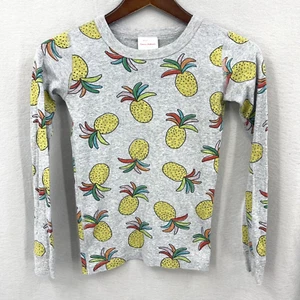 Hanna Andersson Pineapple Shirt Johns Pajama Top Girls 10 Gray Long Sleeve - Picture 1 of 9