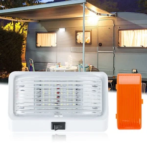 12V RV Exterior Porch Utility Light Fixture LED  Light w/switch Clear/Amber Lens - Picture 1 of 8