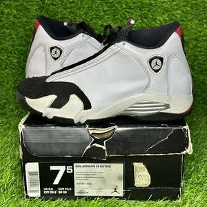 Air Jordan 14 Retro White/Black/Varst Red/Silver (BLACK TOE) SZ 7.5 NDS - Picture 1 of 15