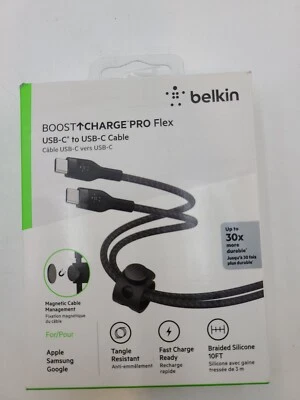 Belkin BoostCharge Pro Flex USB-C Cable W/USB-C Connector Cable + Strap 10FT - Image 1 of 4