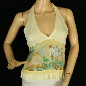 E Loco Women's Knit Top Halter Ivory Metallic Stripes Size T2 (Small) - Picture 1 of 6