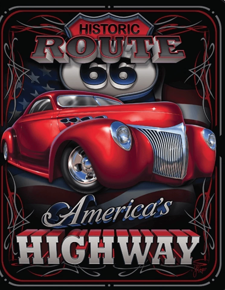 HISTORIC Route 66 Americas Highway Faux Fur Medium Weight Queen Size Blanket