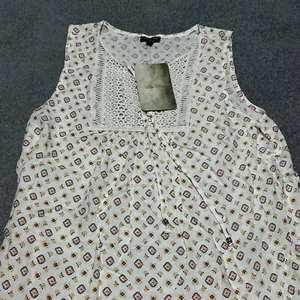 Lily Rose Women's Sleeveless Boho Dress Ivory Red Geometric Print M 100% Rayon - Picture 1 of 7