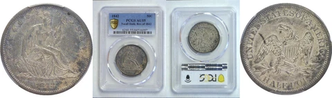 1842 Seated Liberty Half Dollar PCGS AU-55 Small Date, Reverse of 1842 Cover