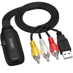 AV To HDMI Adapter Converter Cable CVBS 3 RCA 1080P Composite Video Audio NEW - Picture 1 of 8