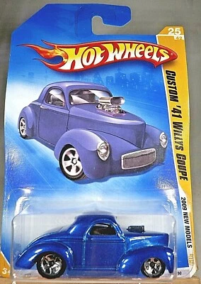 2009 Hot Wheels #25 New Models 25/42 CUSTOM '41 WILLYS COUPE Blue Variant w/5 Sp - Image 1 of 4