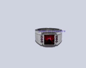 Naturale Granato & Rubino Gemme Con 925 Anello Argento Sterling per Uomo #4321 - Foto 1 di 3