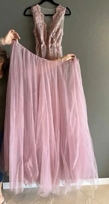 Maternity Dress for Photoshoot Long Puffy Sleeve Tulle Pregnancy for Baby Shower - Image 1 of 4