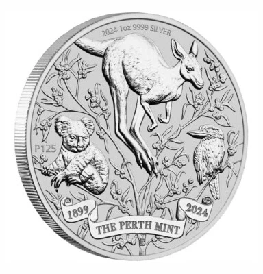 Silbermünze, The Perth Mint 125 Jahre, Australien 2024, 1 oz, 999,9, Kapsel - Bild 1 von 2