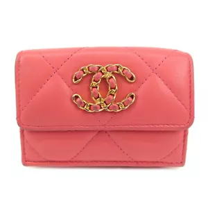 Authentische Chanel Matelasse Lammfell kleine dreifach faltbare Geldbörse pink AP1789 gebraucht kostenloser Versand - Bild 1 von 23