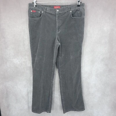 Pantalones de mezclilla rectos de pana lavado medio elásticos gris carbón Chaps para mujer 14 Foto 1 de 4