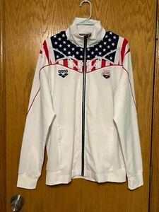 Arena Official OG White Mens Swimming National Jacket Flag L Large - Picture 1 of 5