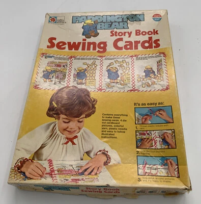 Vintage Paddington Bear Story Book Sewing Cards Boxed Set Milton Bradley 1978 - Image 1 of 4