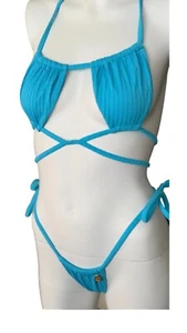 Brazilian Bikini Swimsuit Size Medium Thong Bottom And Triangle Top - Picture 1 of 4