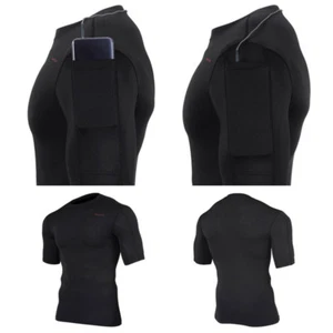 Take Five Mens Smart Pocket Skin Tight Compression Layer Running Shirt NT 071 - Picture 1 of 6
