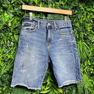 Polo Ralph Lauren Denim Shorts Boys 16 Paint Splatter Frayed Hem Casual Kid 2851 - Picture 1 of 11